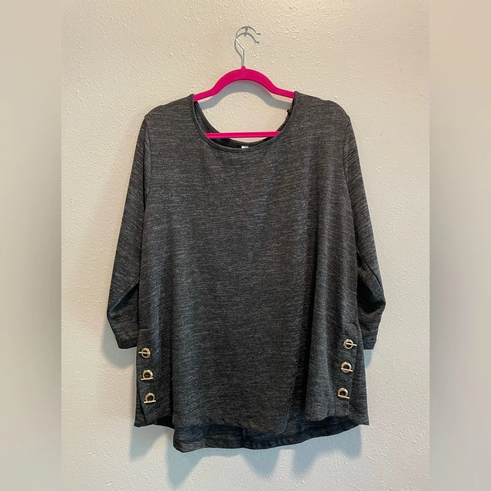 2X NY Collection Women’s Gray Long Sleeve Blouse New With Tags - Picture 5 of 12